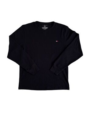 Tommy Hilfiger Embroidered Navy Waffle Long-Sleeve Crew Neck